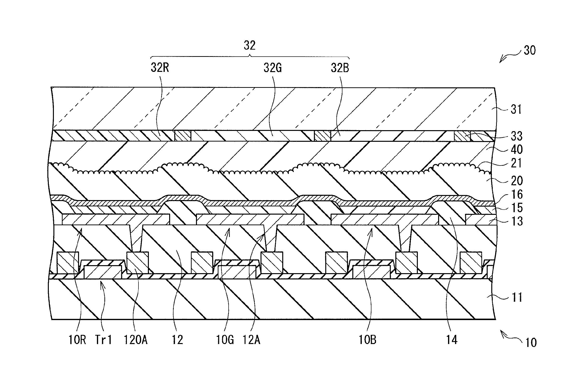 Optically-functional film and method of manufacturing the same, display and method of manufacturing the same