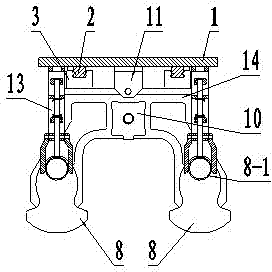 Fed and discharged material clamping device in engine crankshaft machining