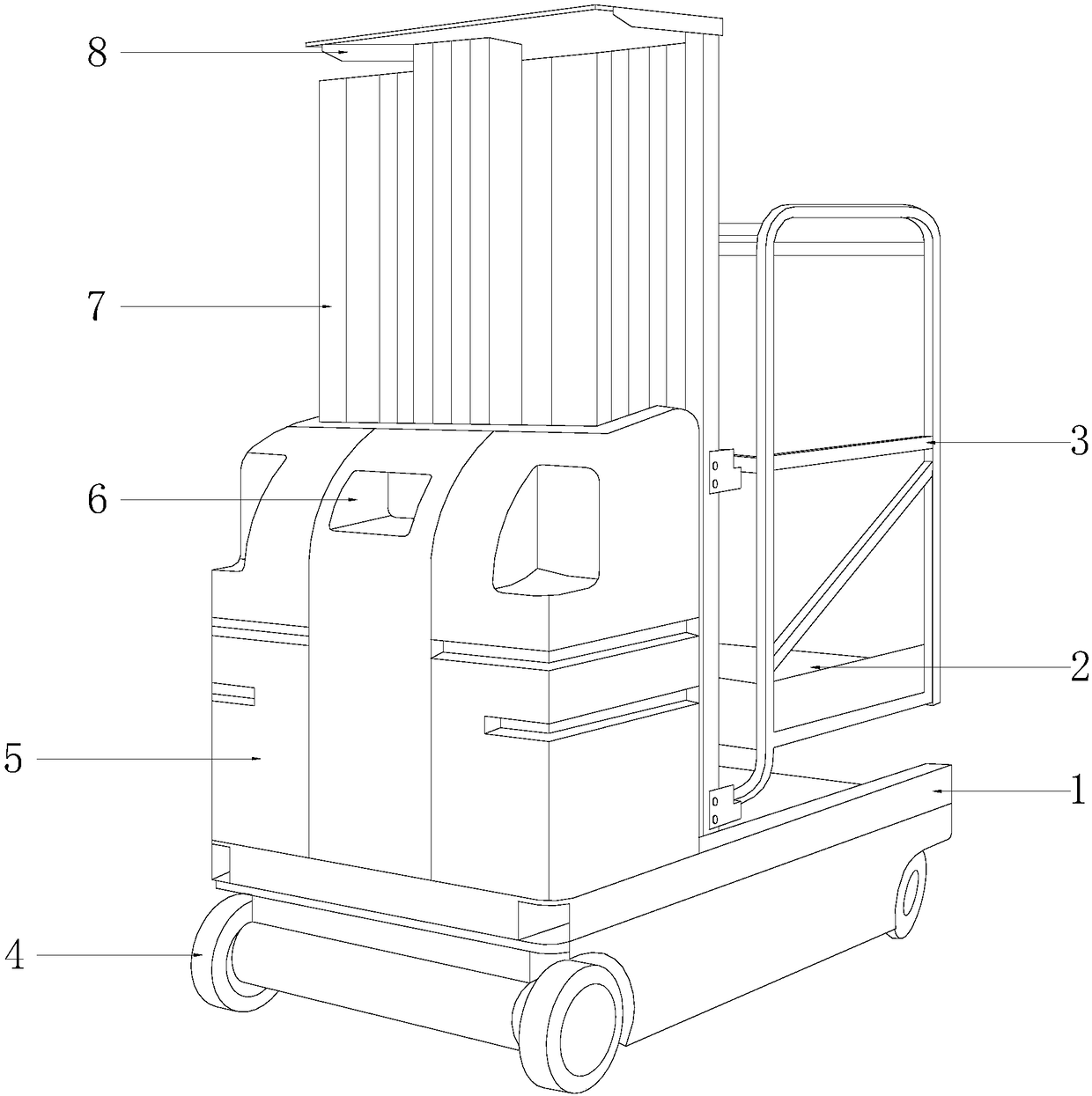 Mast type overhead working truck with working platform capable of moving transversely