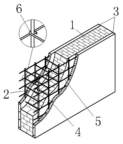 Brick wall reinforcing method and structure