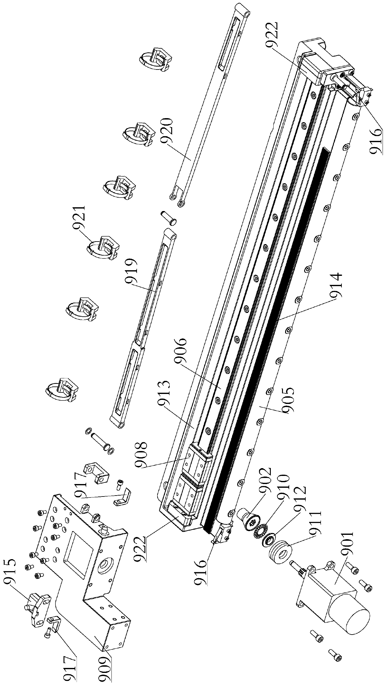Driving device for optical inspection outside material cabin and exposure platform