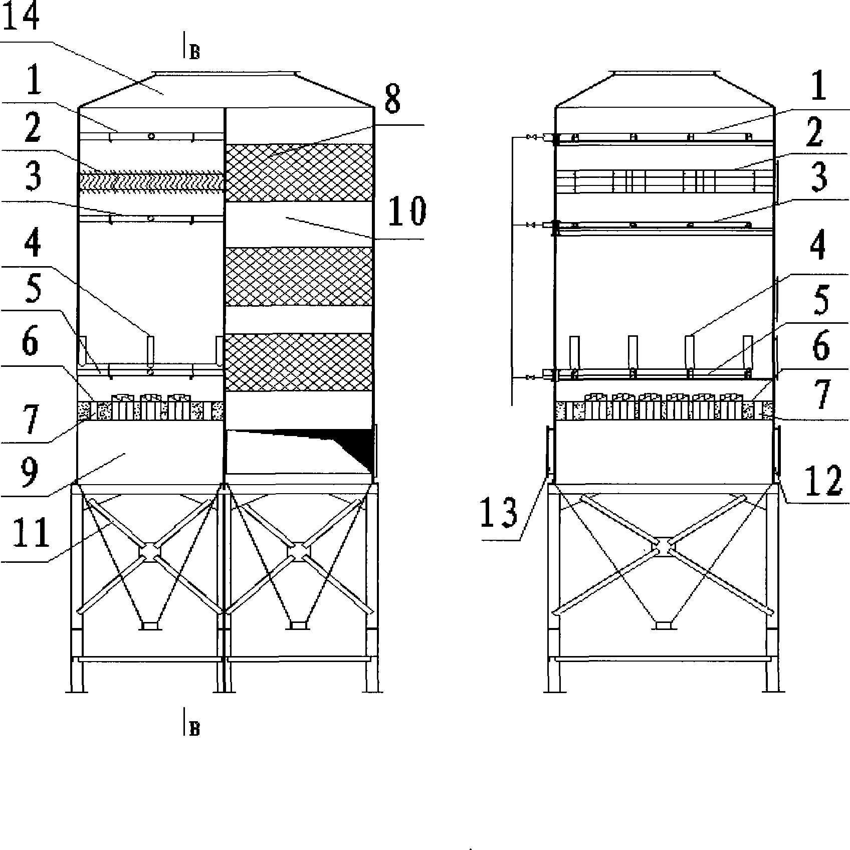 Baffle type evaporation ammonia-process desulfurization technique and device