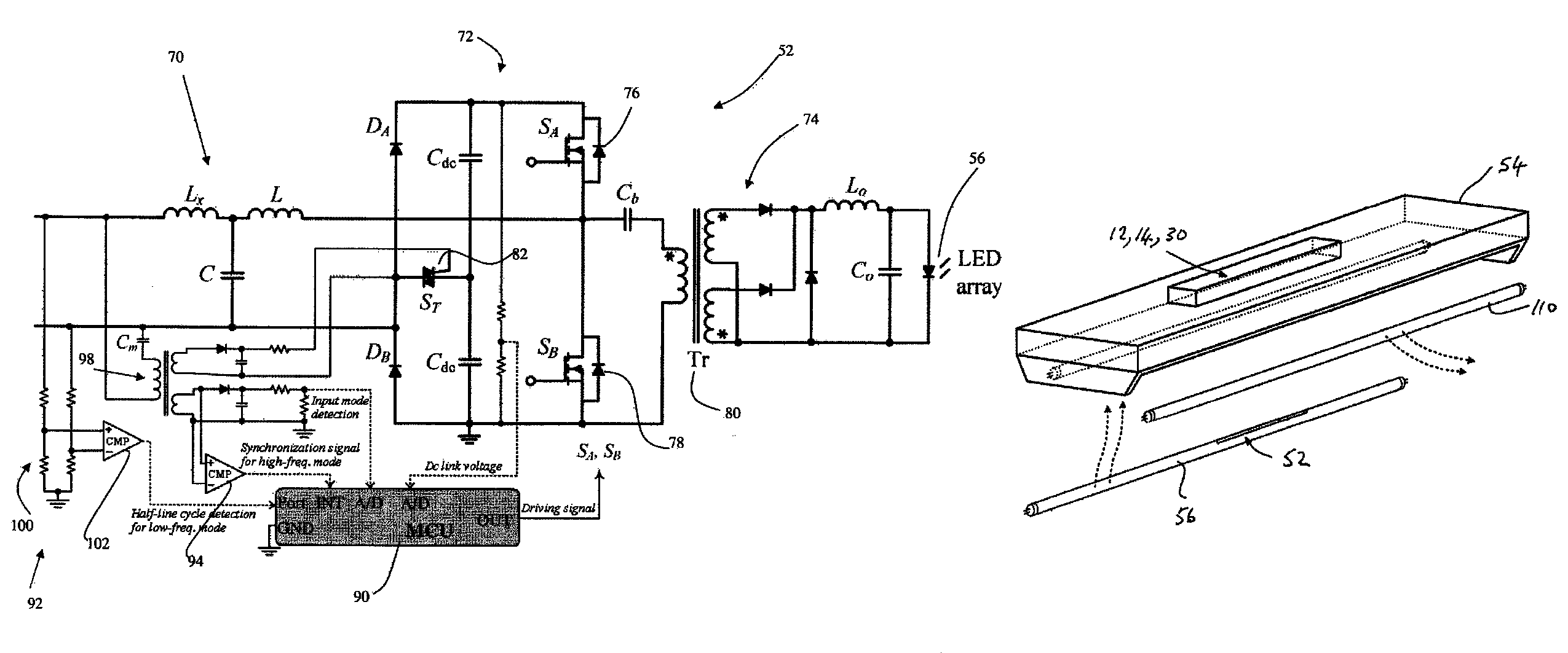 Driver circuit for powering a DC lamp in a non-DC lamp fitting