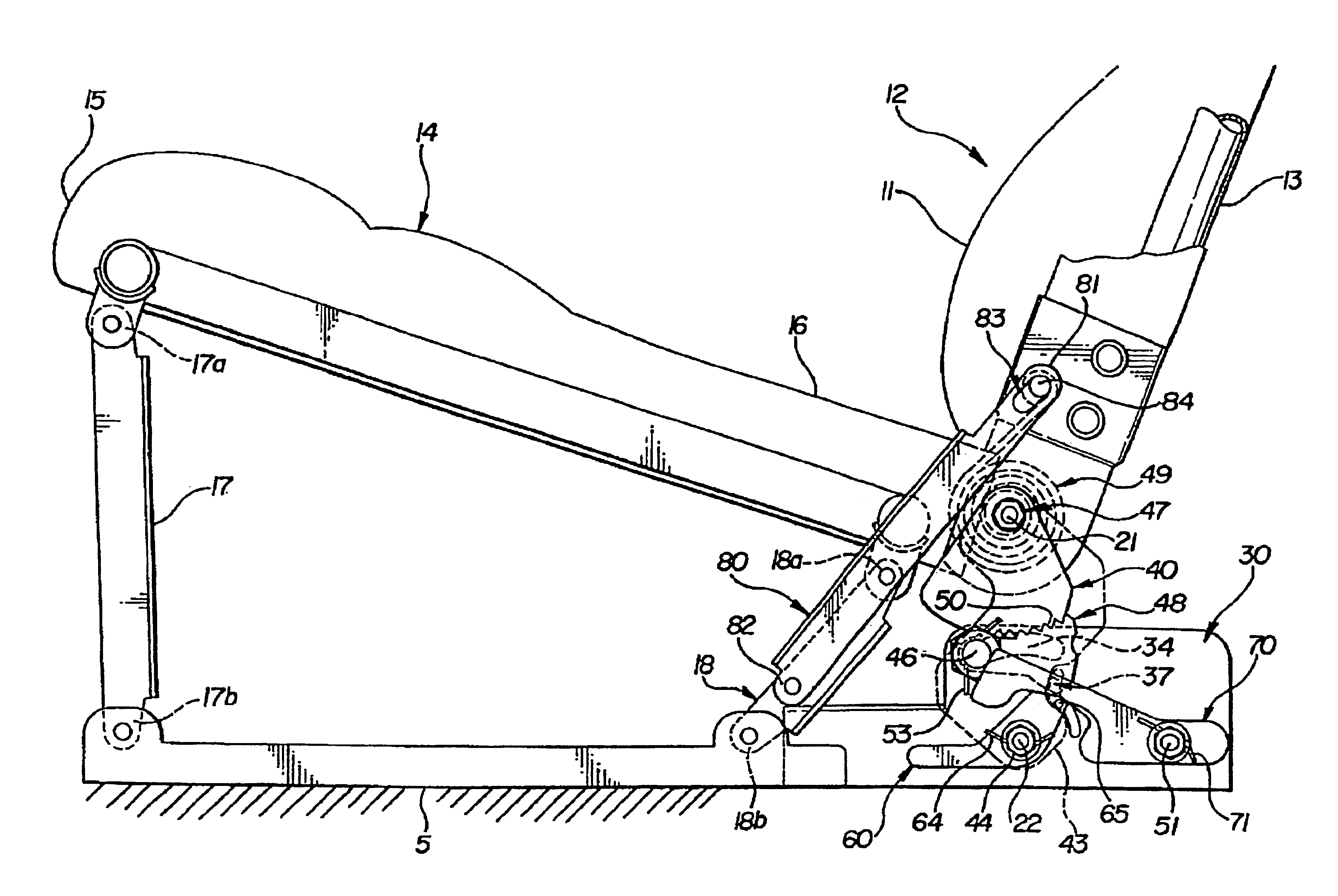Seat assembly with displaceable seat back recliner pivot
