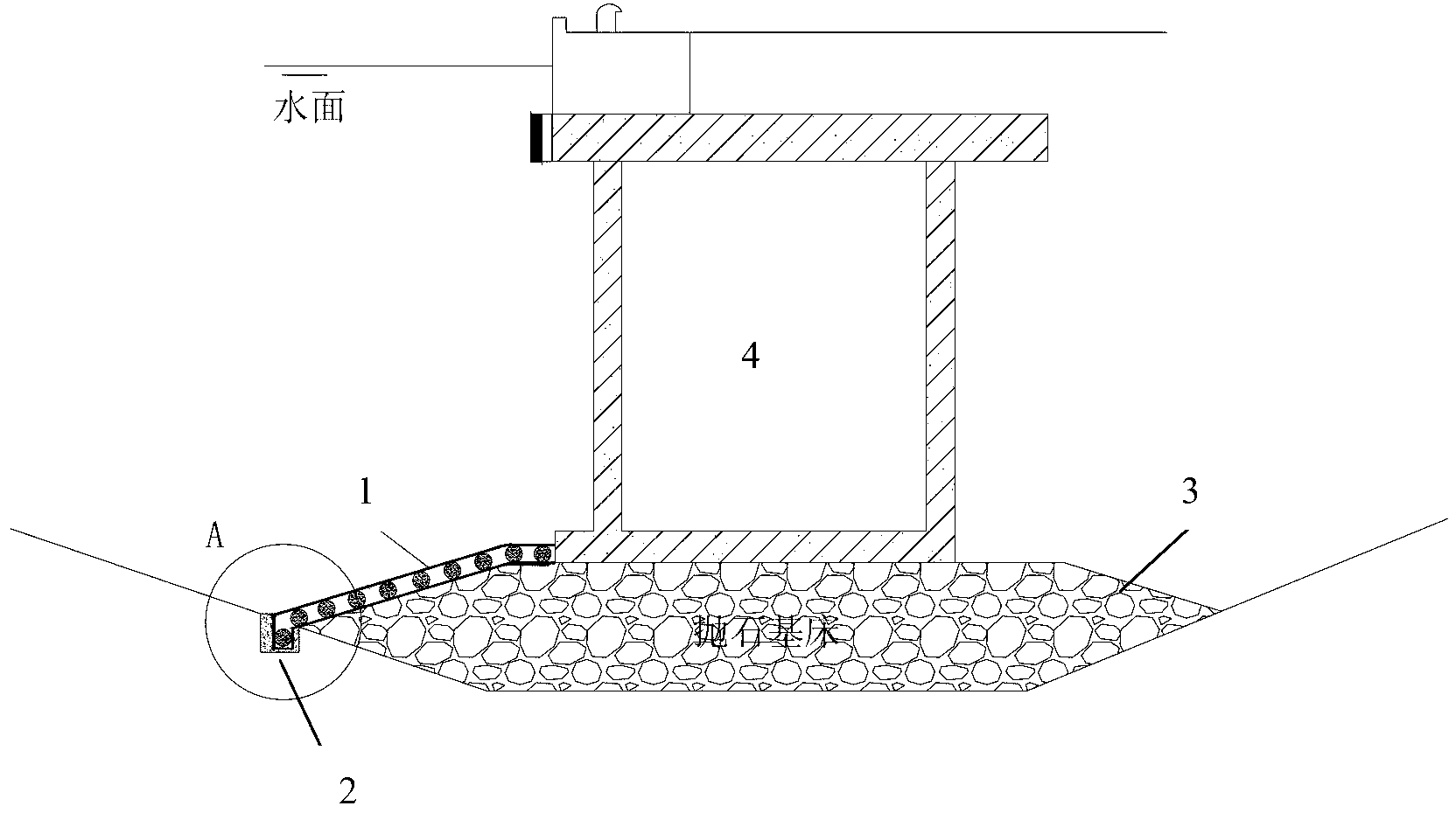 Underwater riprap foundation bed and side slope erosion resisting structure and construction method thereof