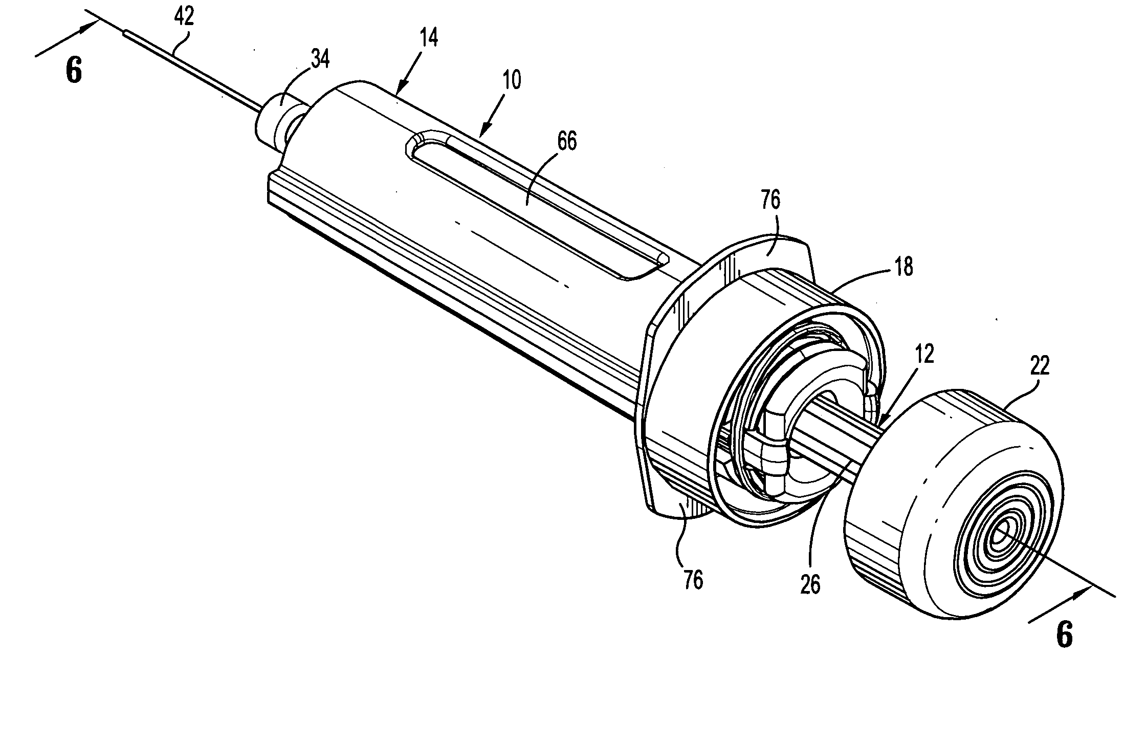 Passive latch ring safety shield for injection devices