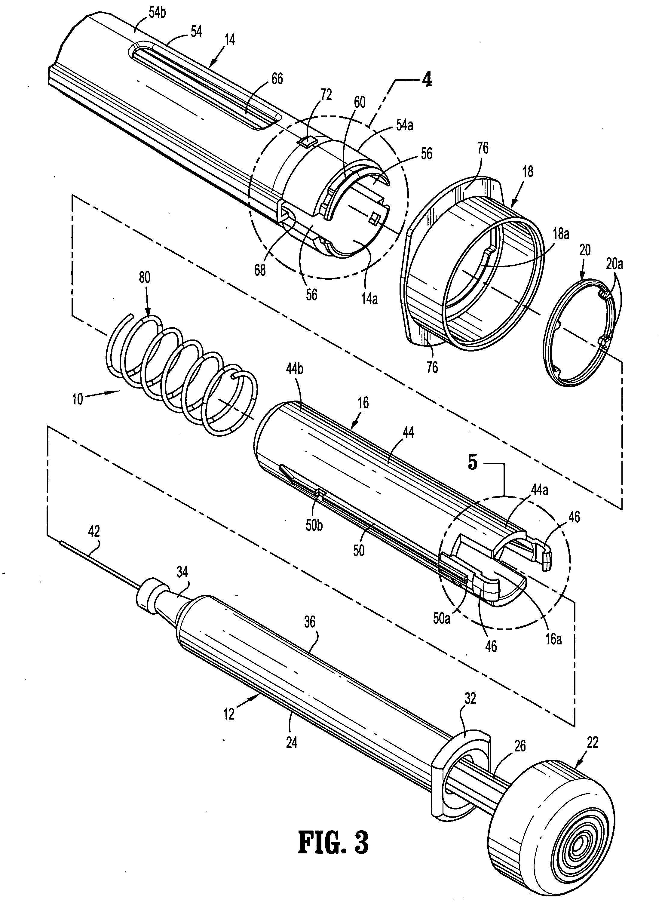 Passive latch ring safety shield for injection devices