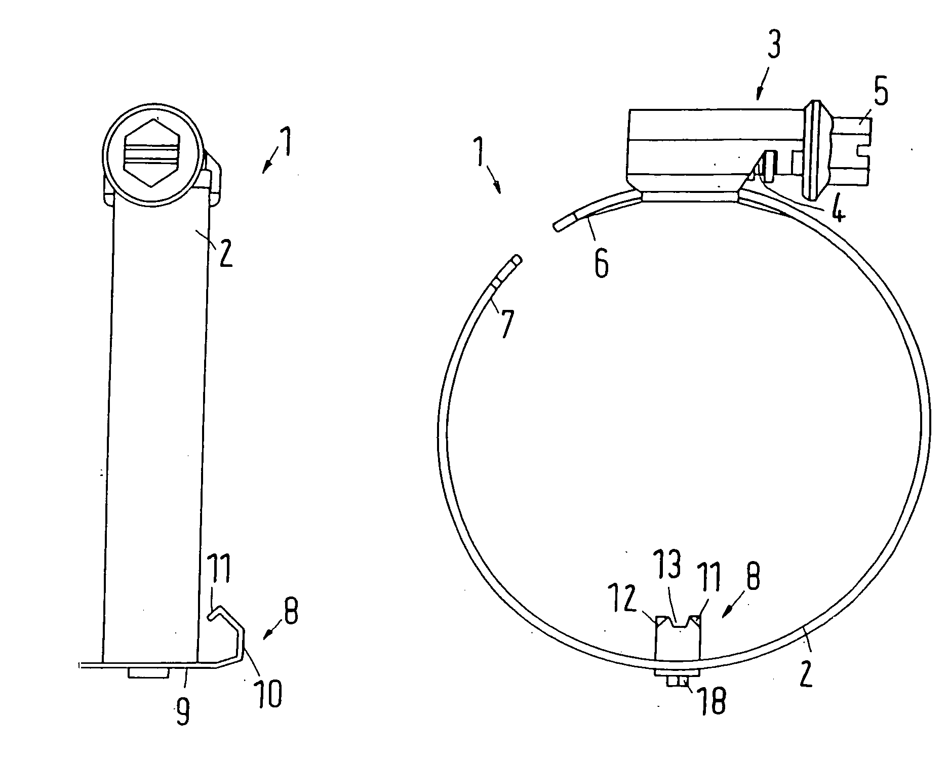 Clamp with a mounting element content