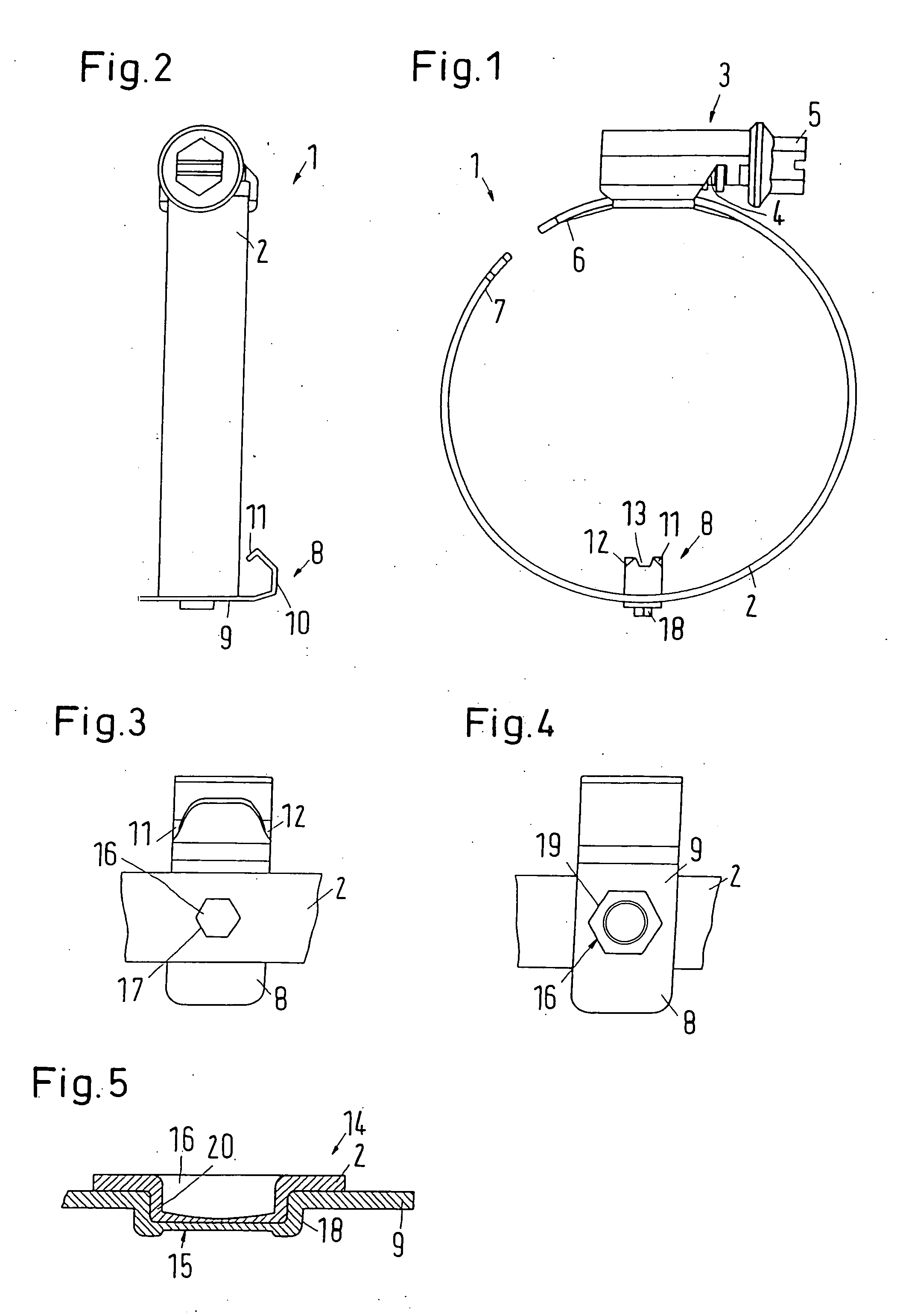 Clamp with a mounting element content