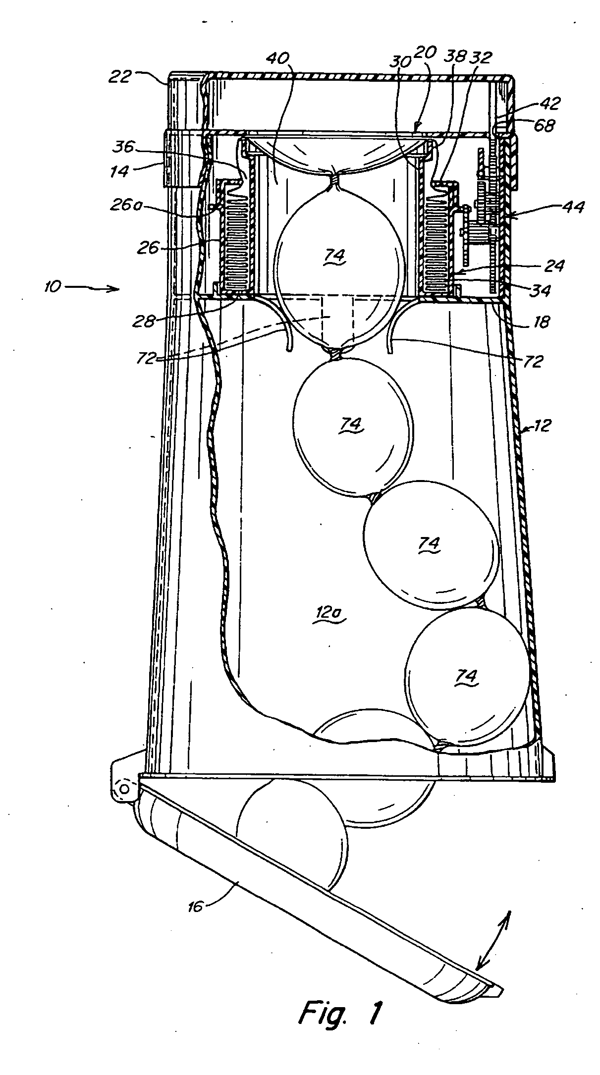 Waste disposal device including a cartridge movable by rollers
