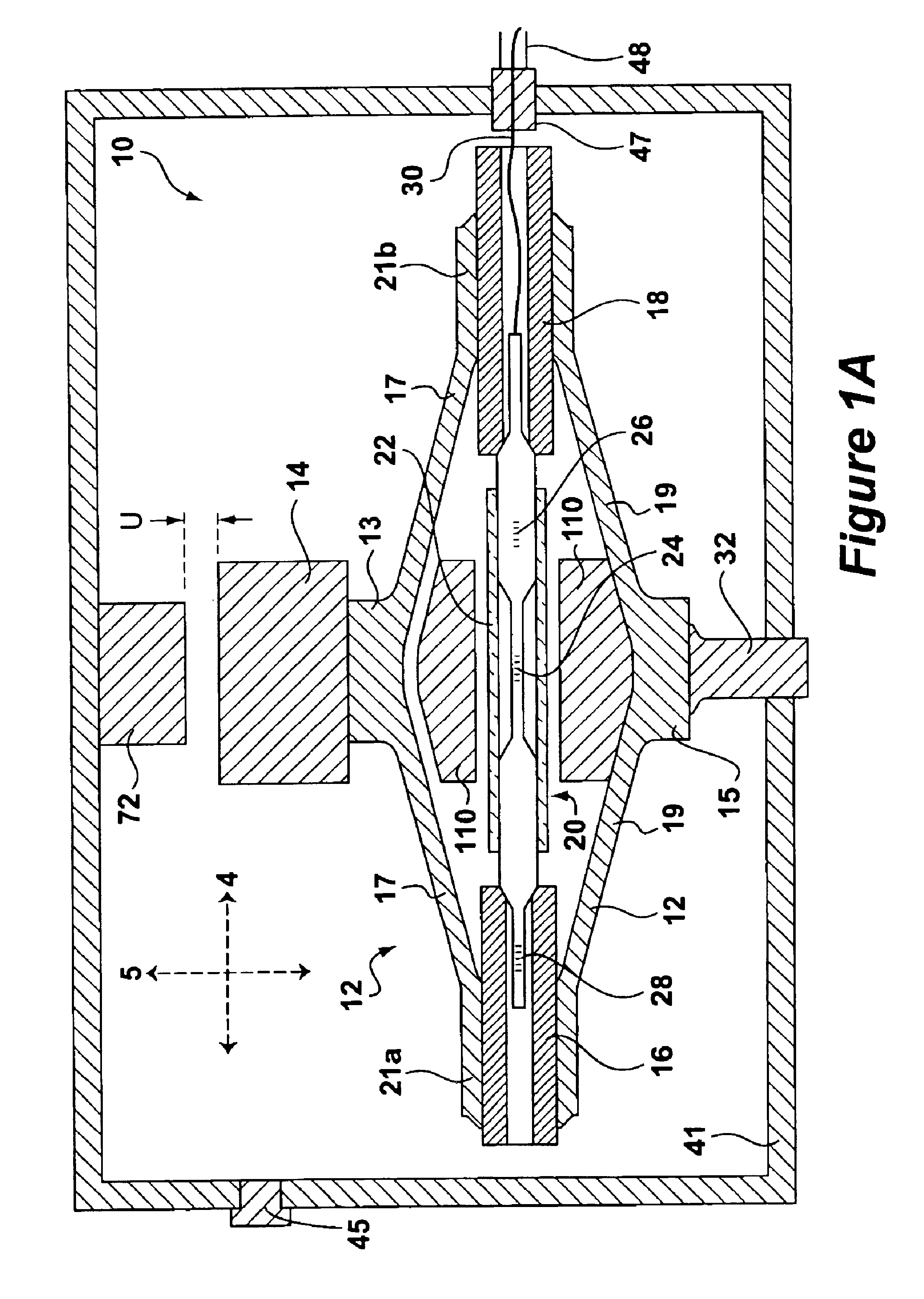 Optical accelerometer or displacement device using a flexure system