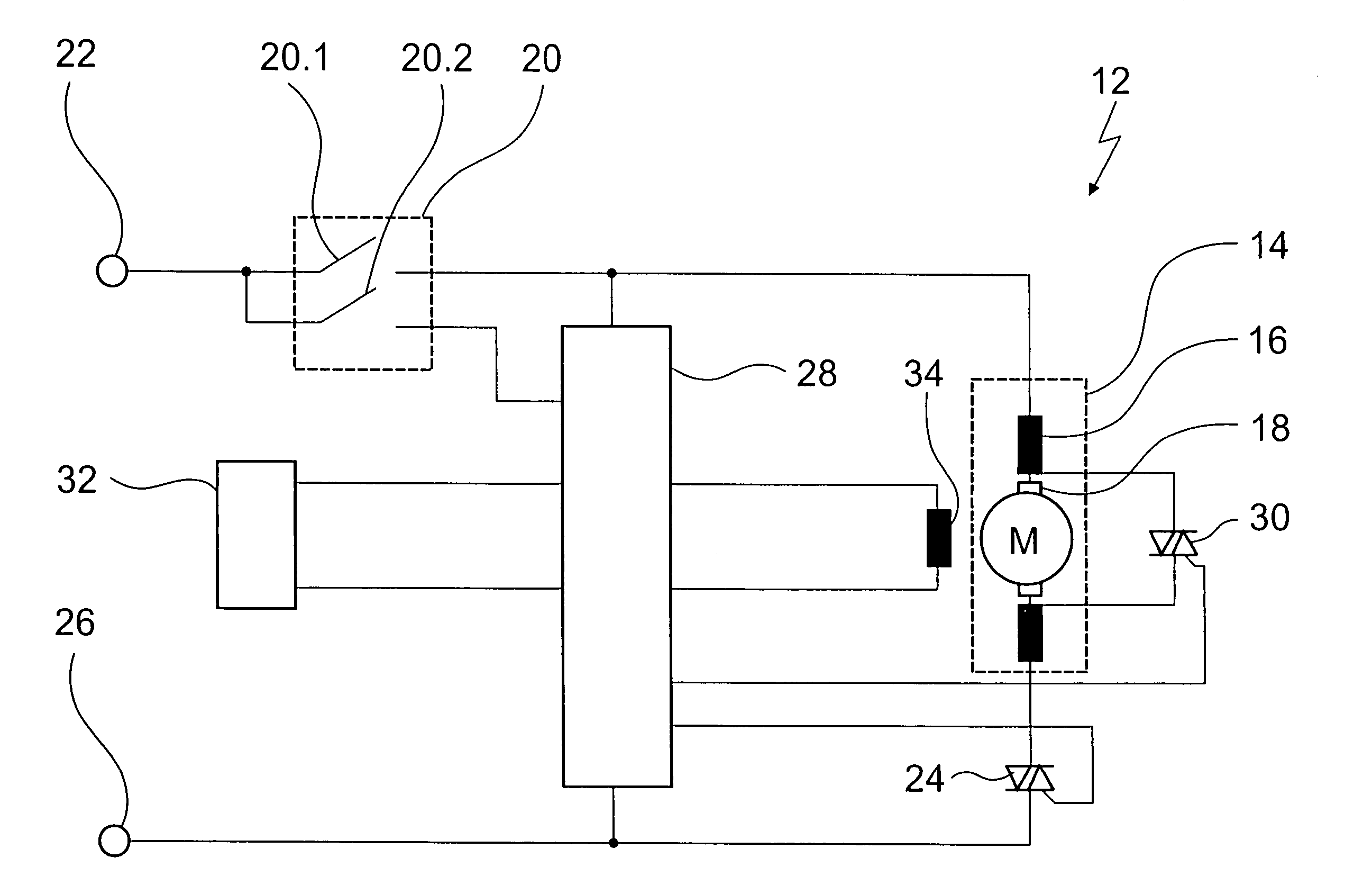 Braking device for an electric motor, electrical apparatus provided with the braking device, and a method of braking