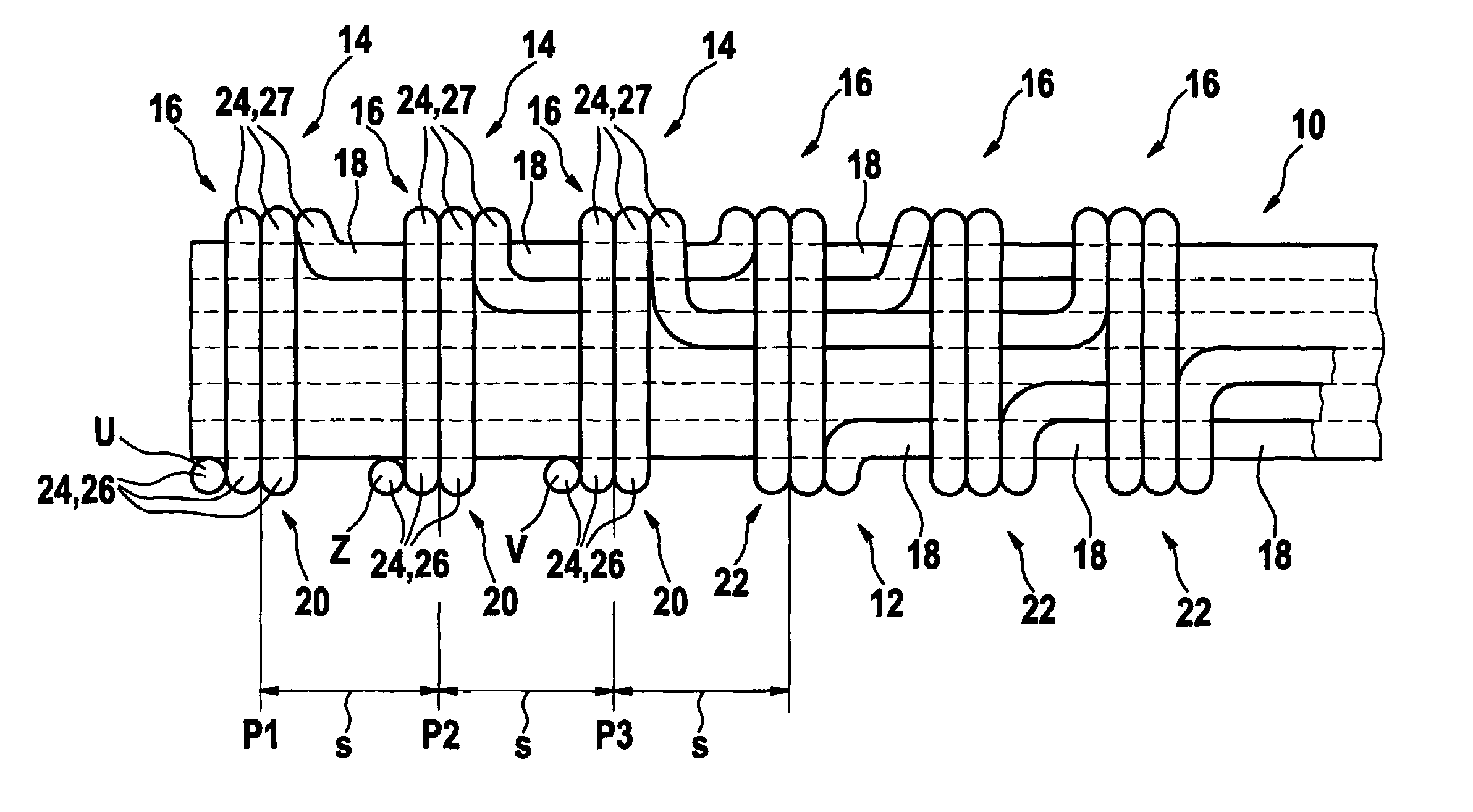 Method of making a two-layer lap winding for a multiphase electrical machine