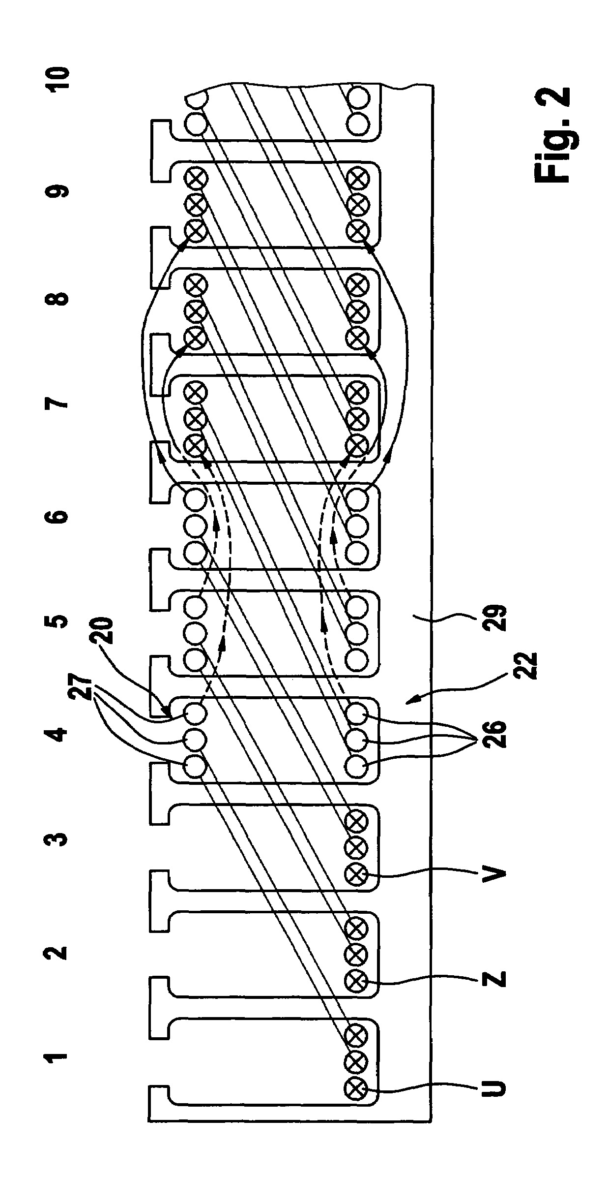 Method of making a two-layer lap winding for a multiphase electrical machine