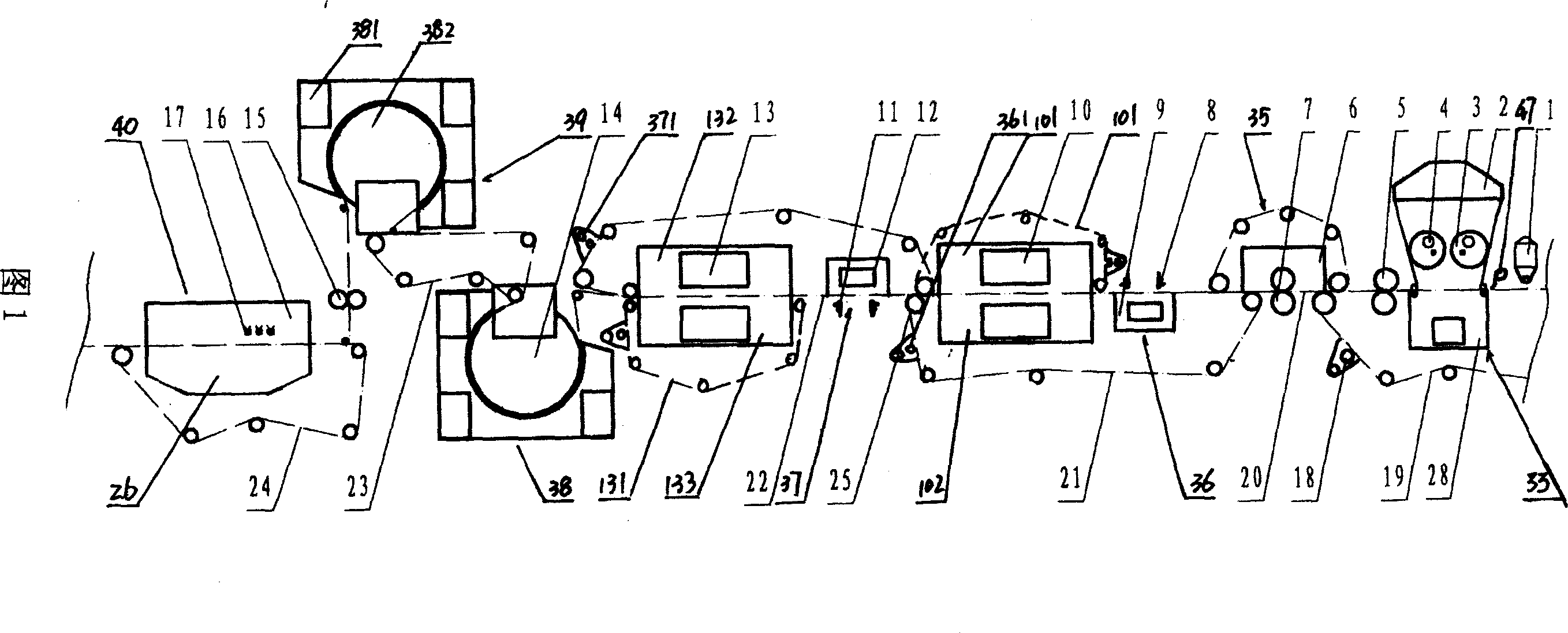 Dry-process papermaking machine through meshwork formed by airflow method