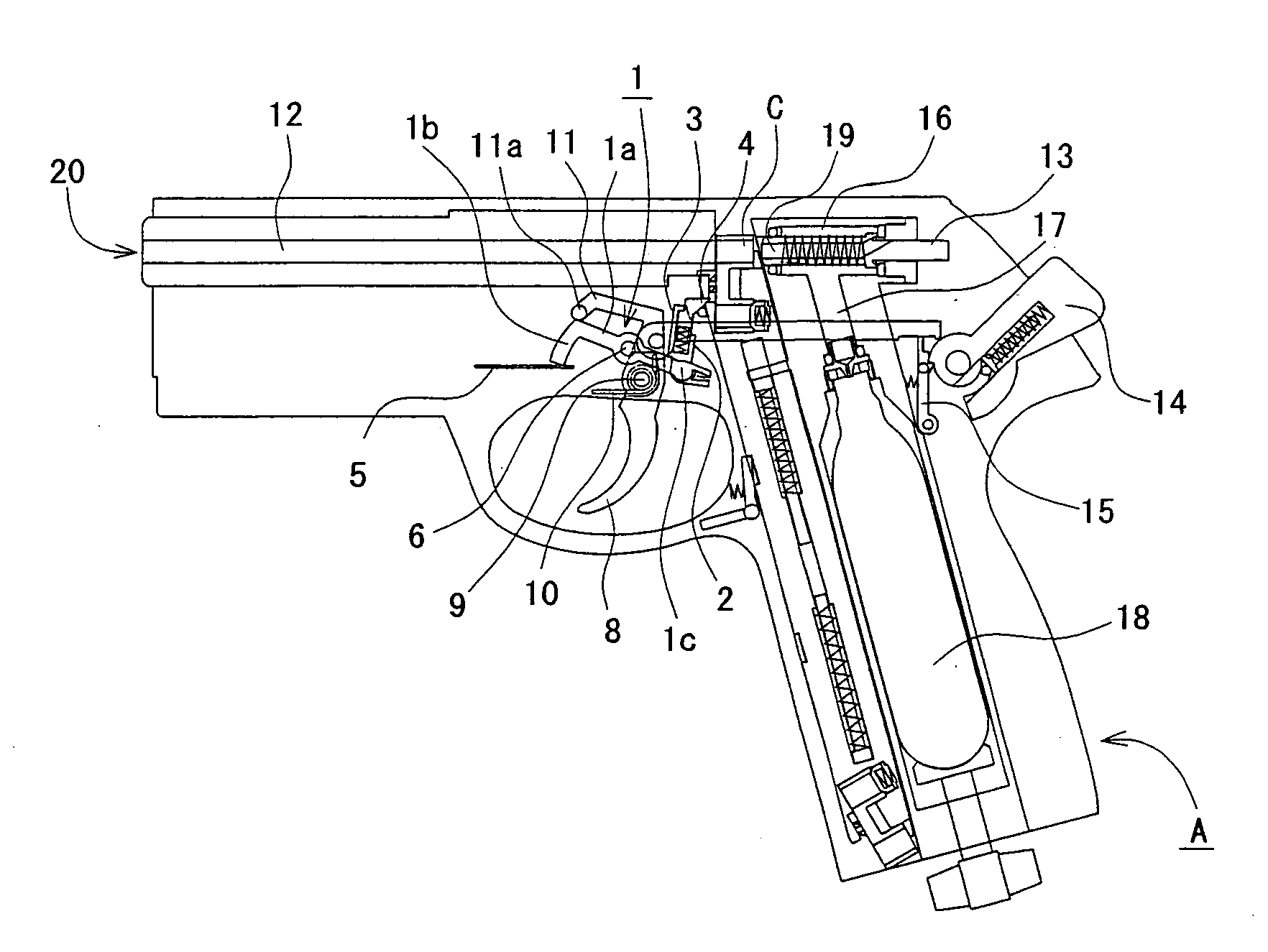 Rotary clip rotation mechanism for air gun