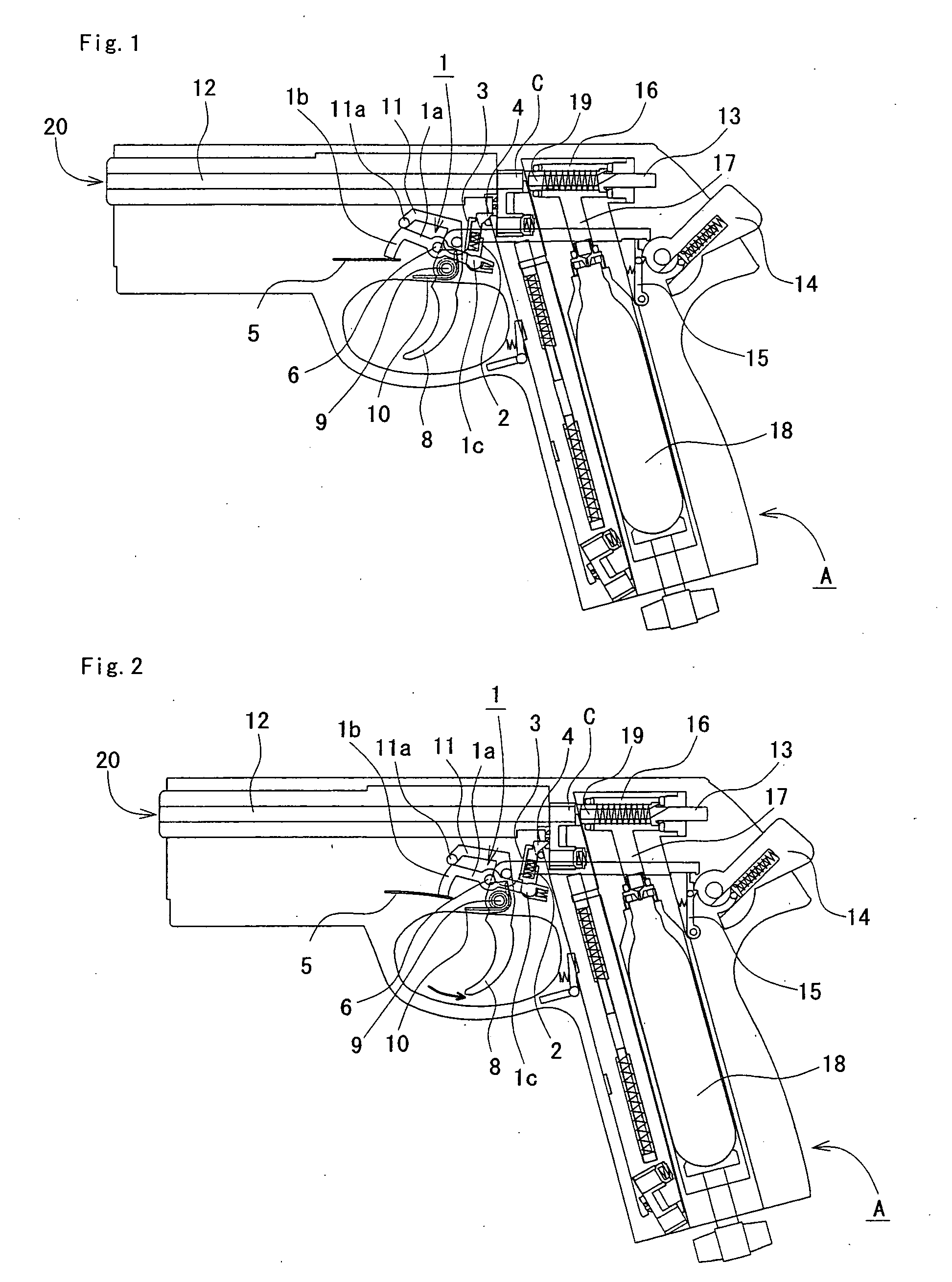 Rotary clip rotation mechanism for air gun