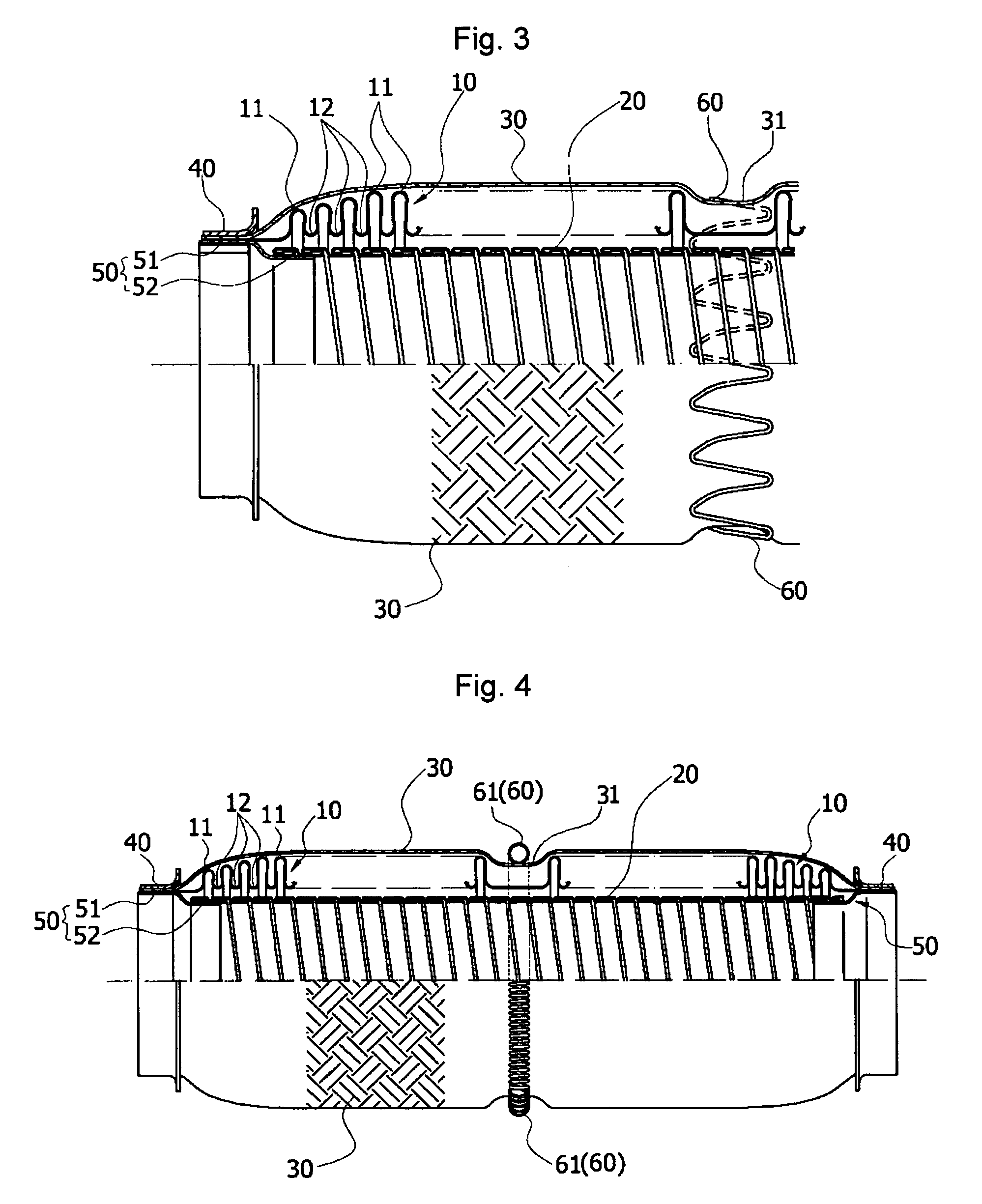 Flexible tube for an exhaust pipe of an automobile