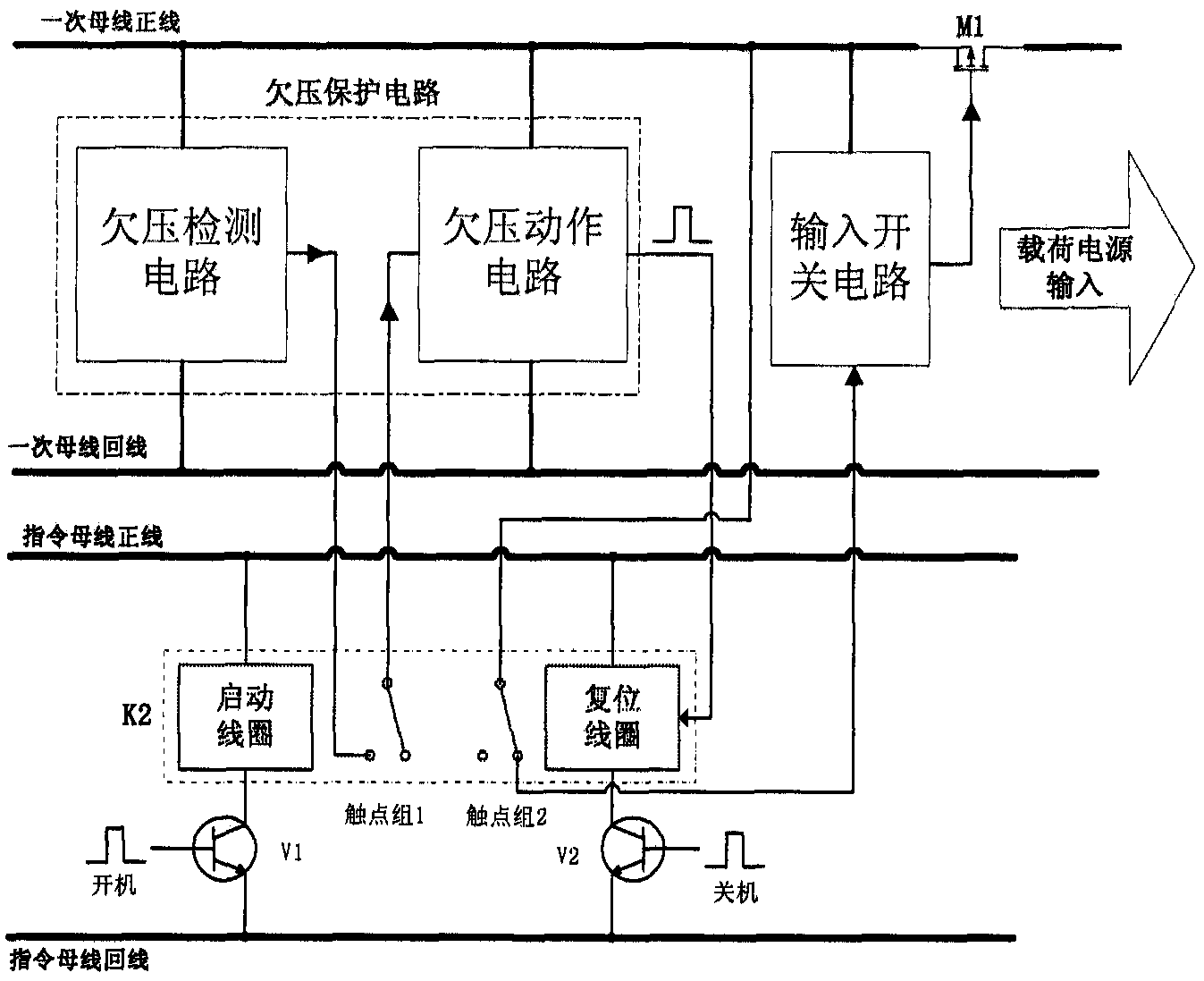 A satellite load power supply undervoltage protection control circuit