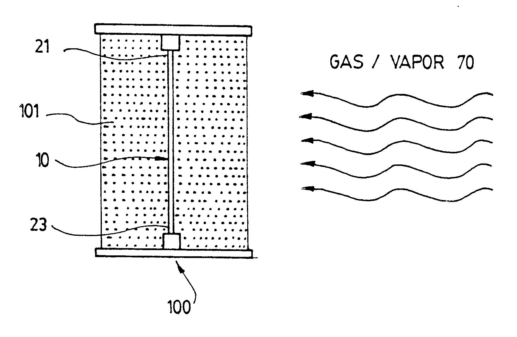 End-of-service indicator including a porous waveguide for respirator cartridge