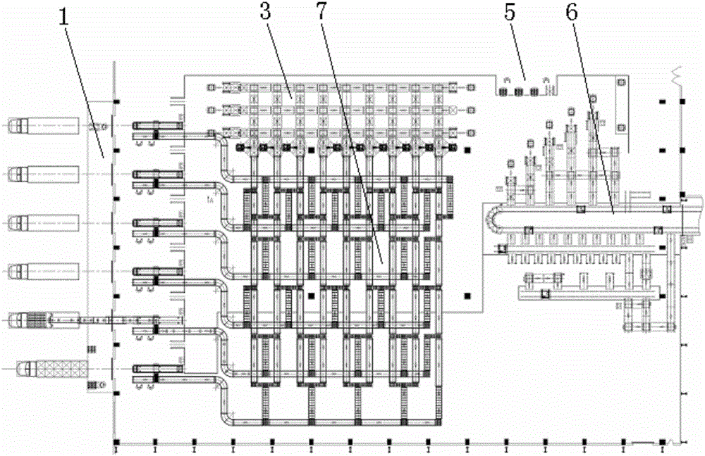 Automatic auxiliary material distributing and warehousing logistics system with ingredient conveyor line
