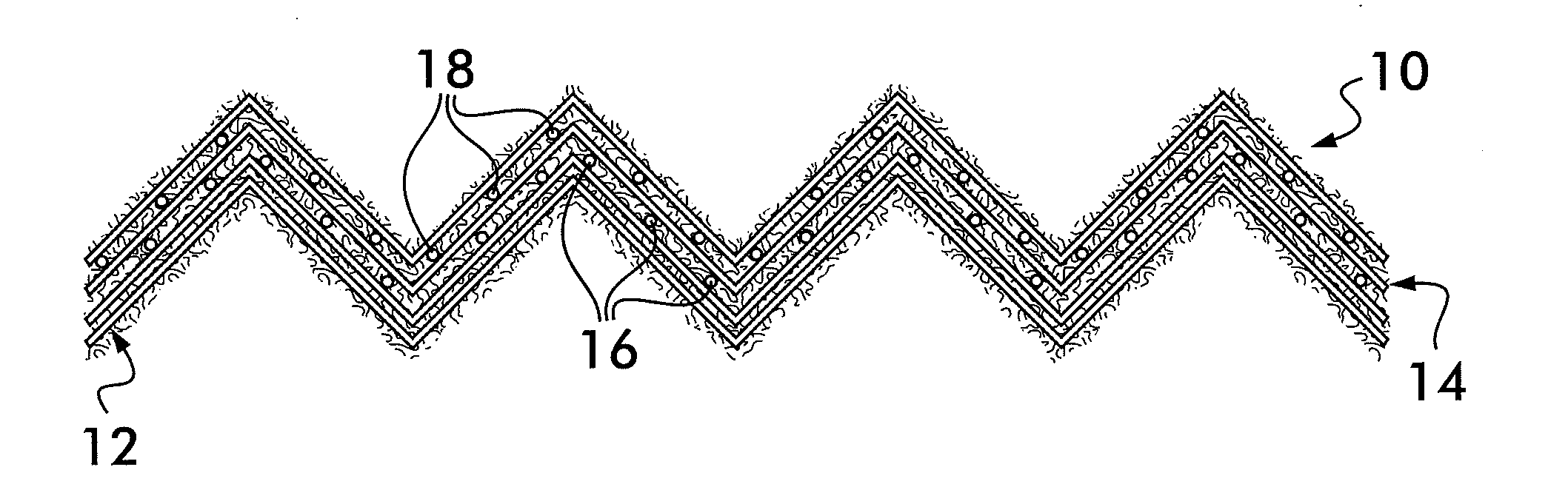 Reinforced, pleated filter structure