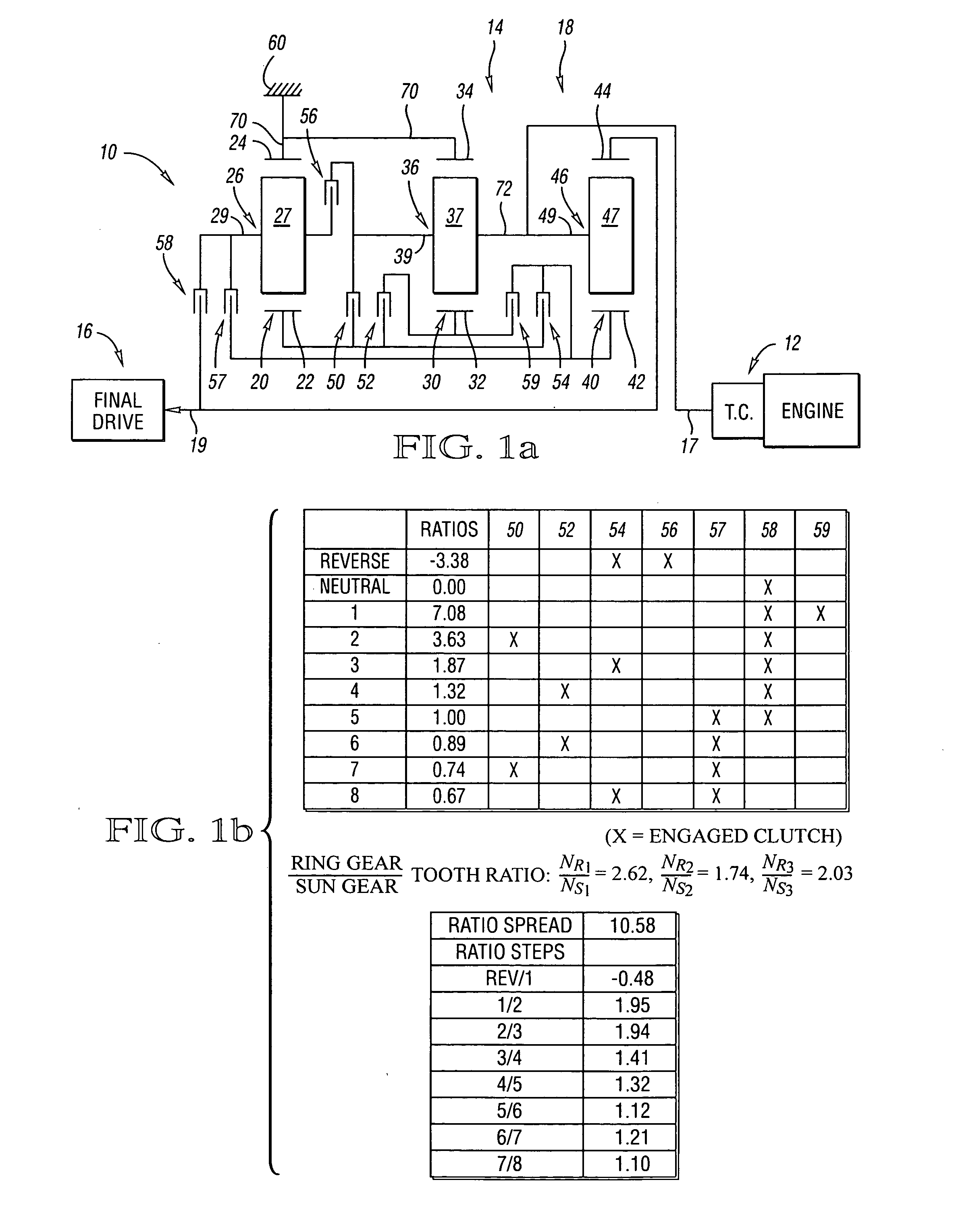 Wide ratio transmissions with three planetary gear sets and two interconnecting members