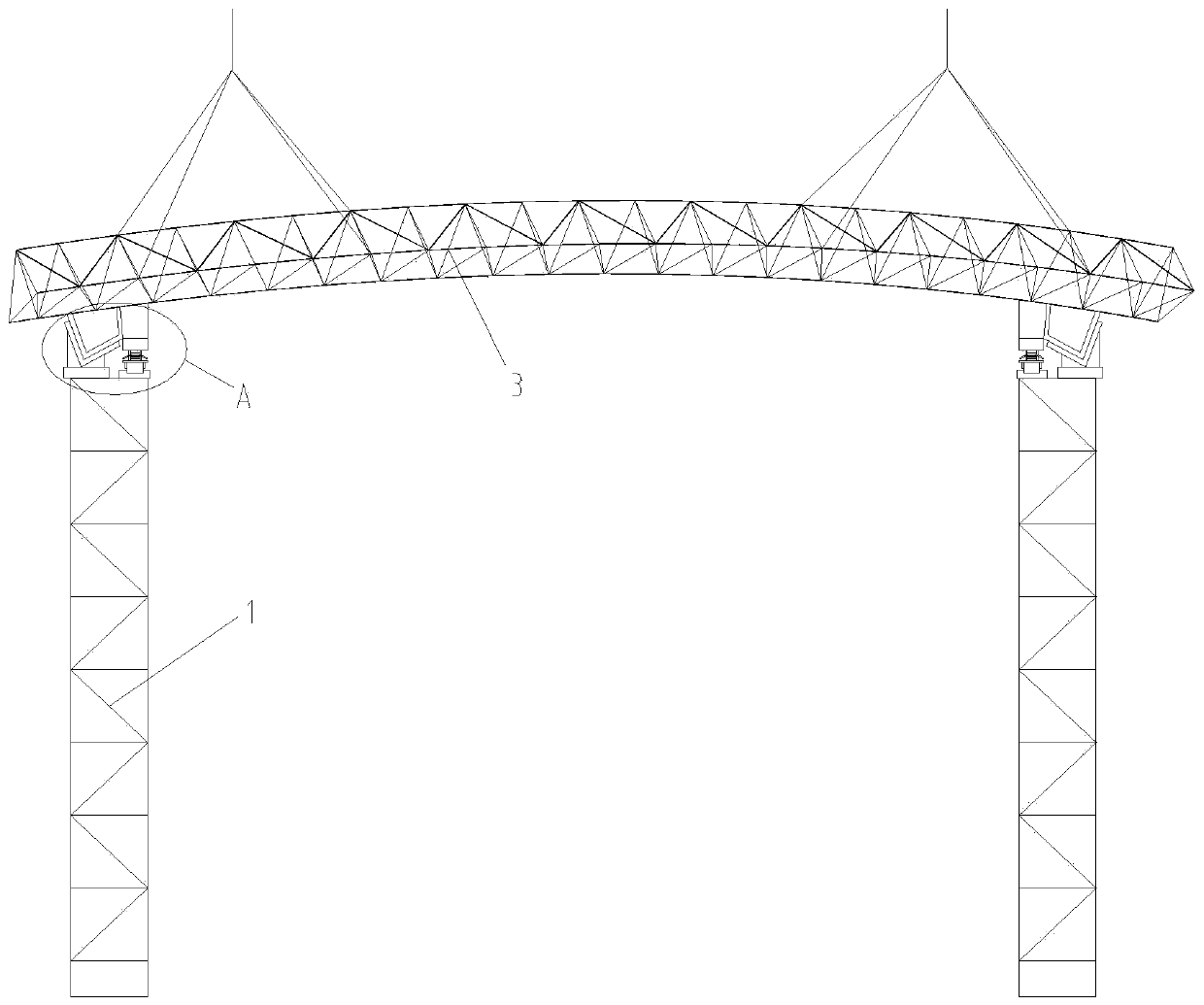 Large-span steel structure roof hoisting construction method in complex environment