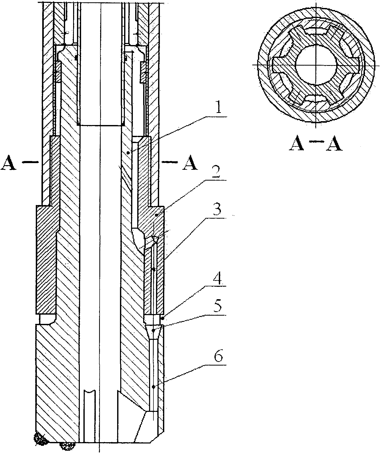 Hole bottom annular spacing strong suction device of through type down-the-hole hammer