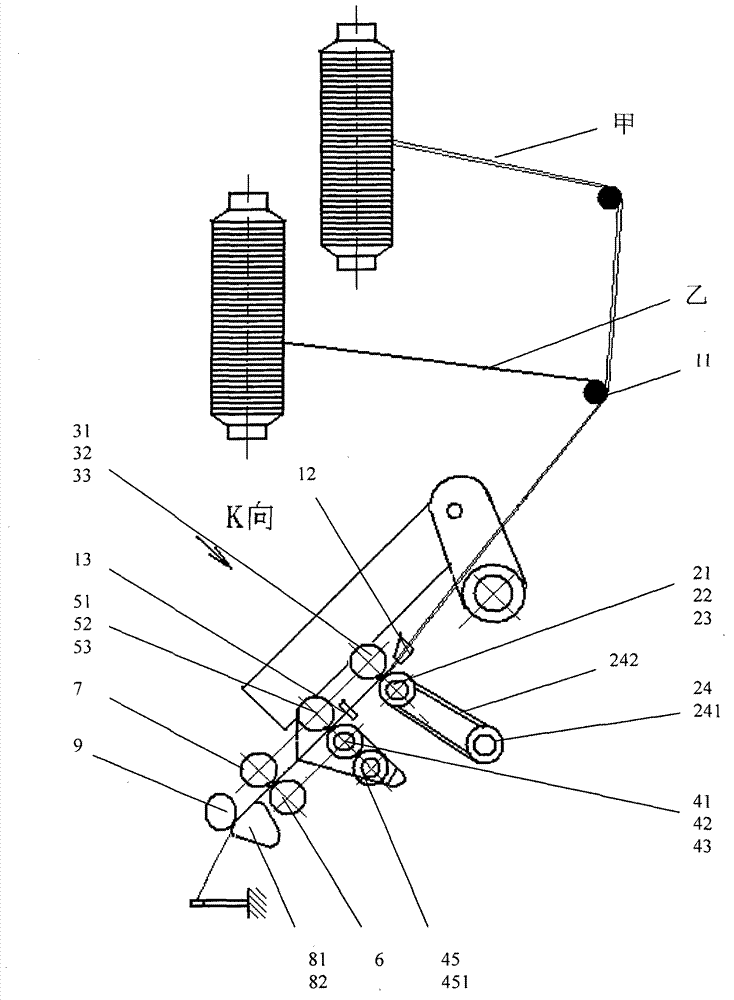 Method for spinning segment color yarn by front area segmentation and drawing mechanism