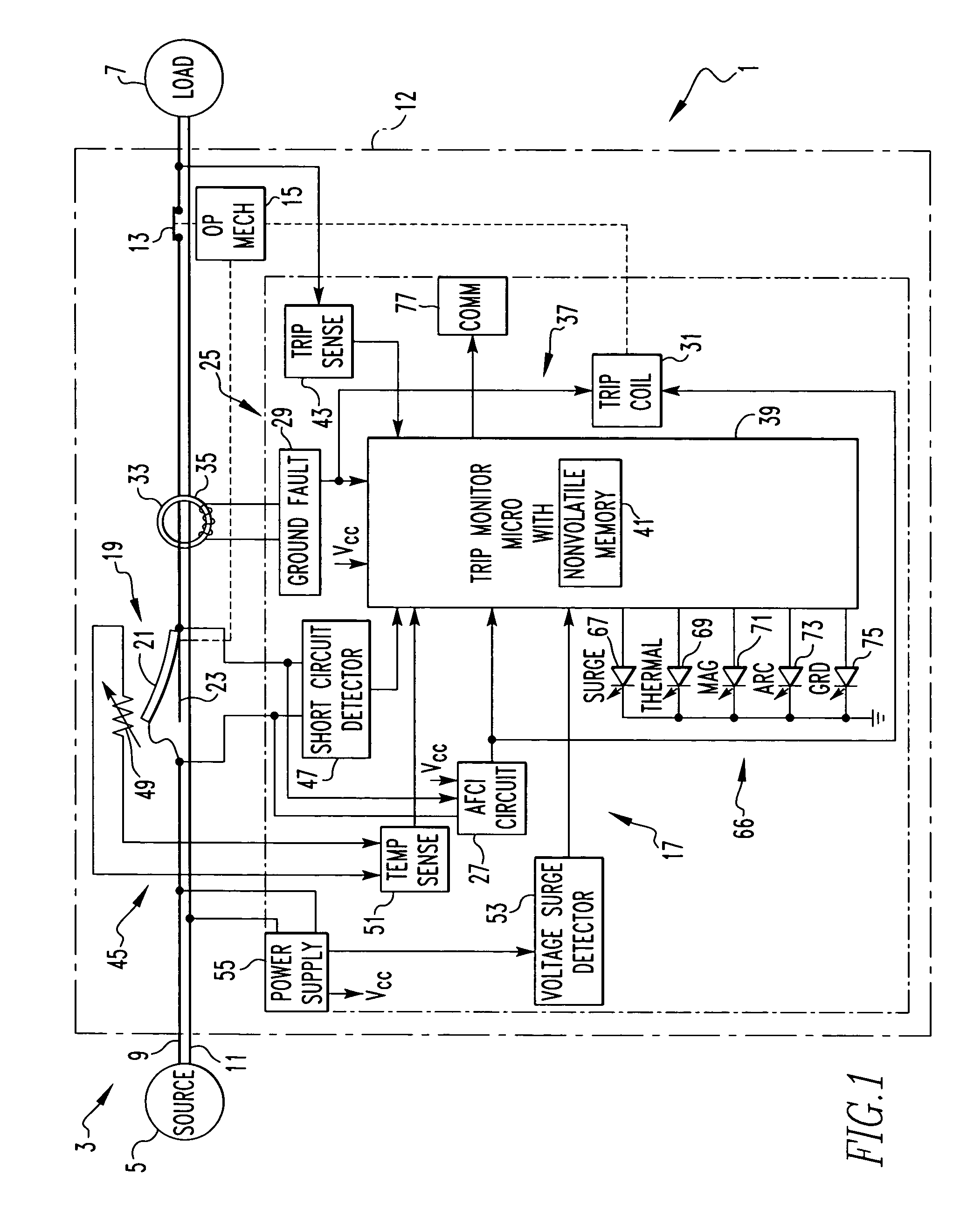 Monitor providing cause of trip indication and circuit breaker incorporating the same