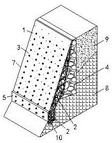 Reinforcing method and structure for earth-retaining oblique wall