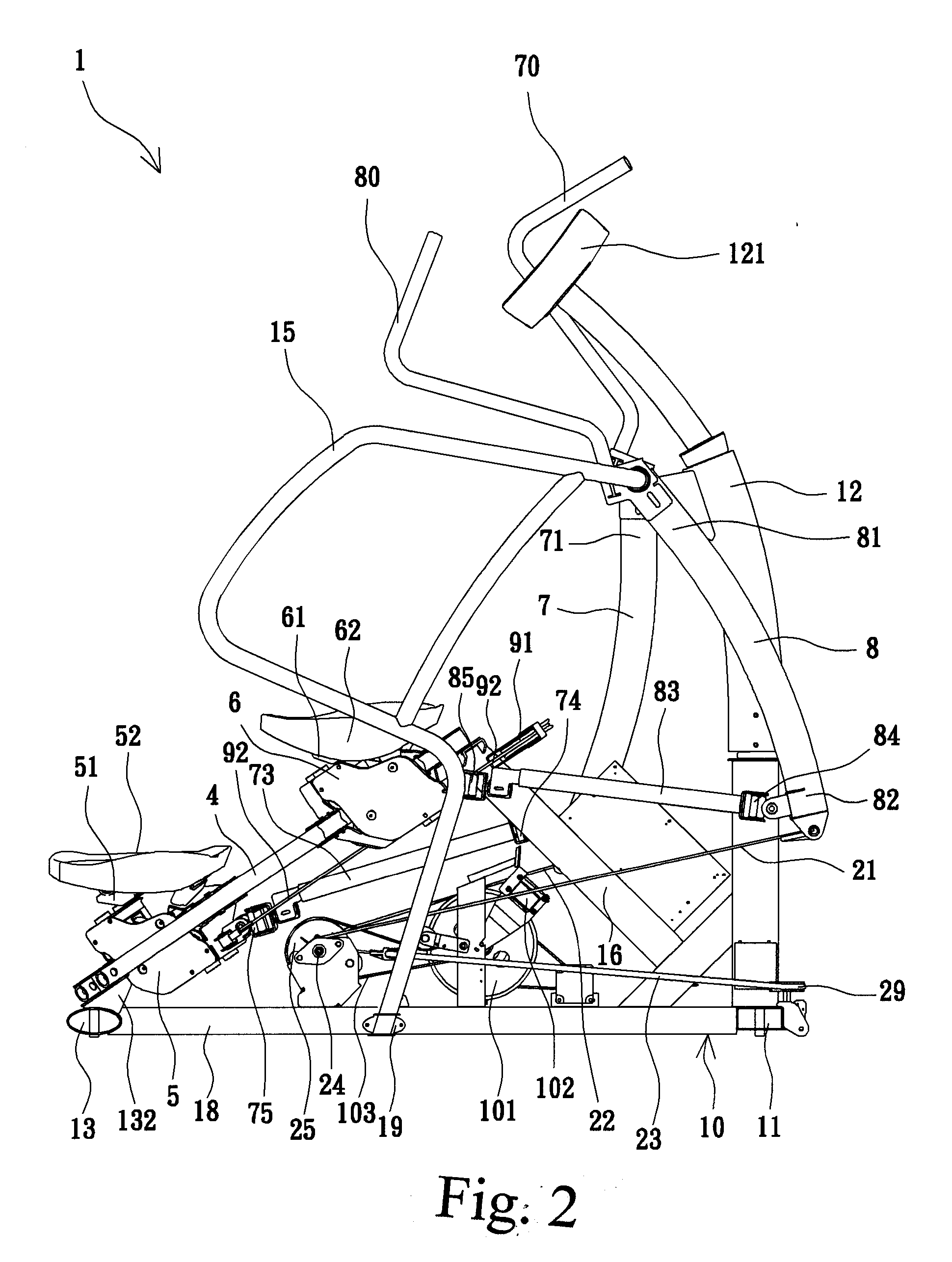 Athletic apparatus with non-parallel linear sliding track