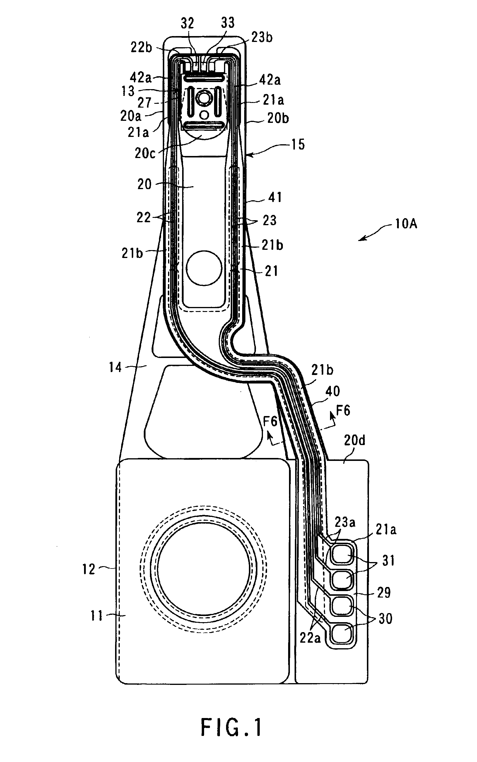 Wiring member of a disc drive suspension having an insulating layer with thick-walled and thin-walled portions