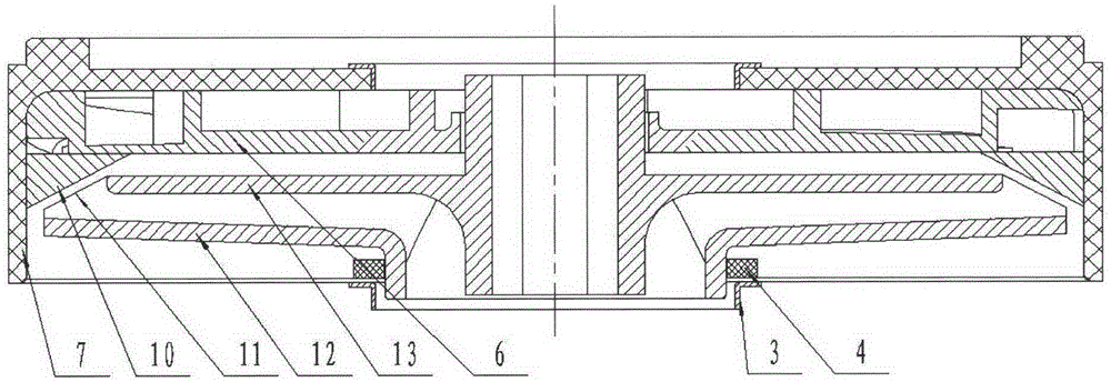 A multi-stage self-priming centrifugal pump impeller guide vane structure