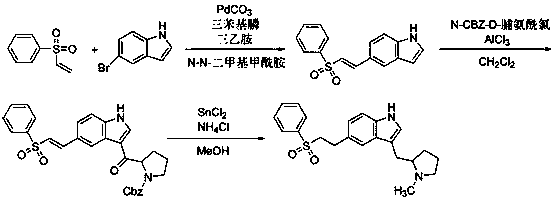 Synthetic method of eletriptan intermediate 4-nitrophenyl-2-(4-benzenesulfonyl hydrazide)ethane