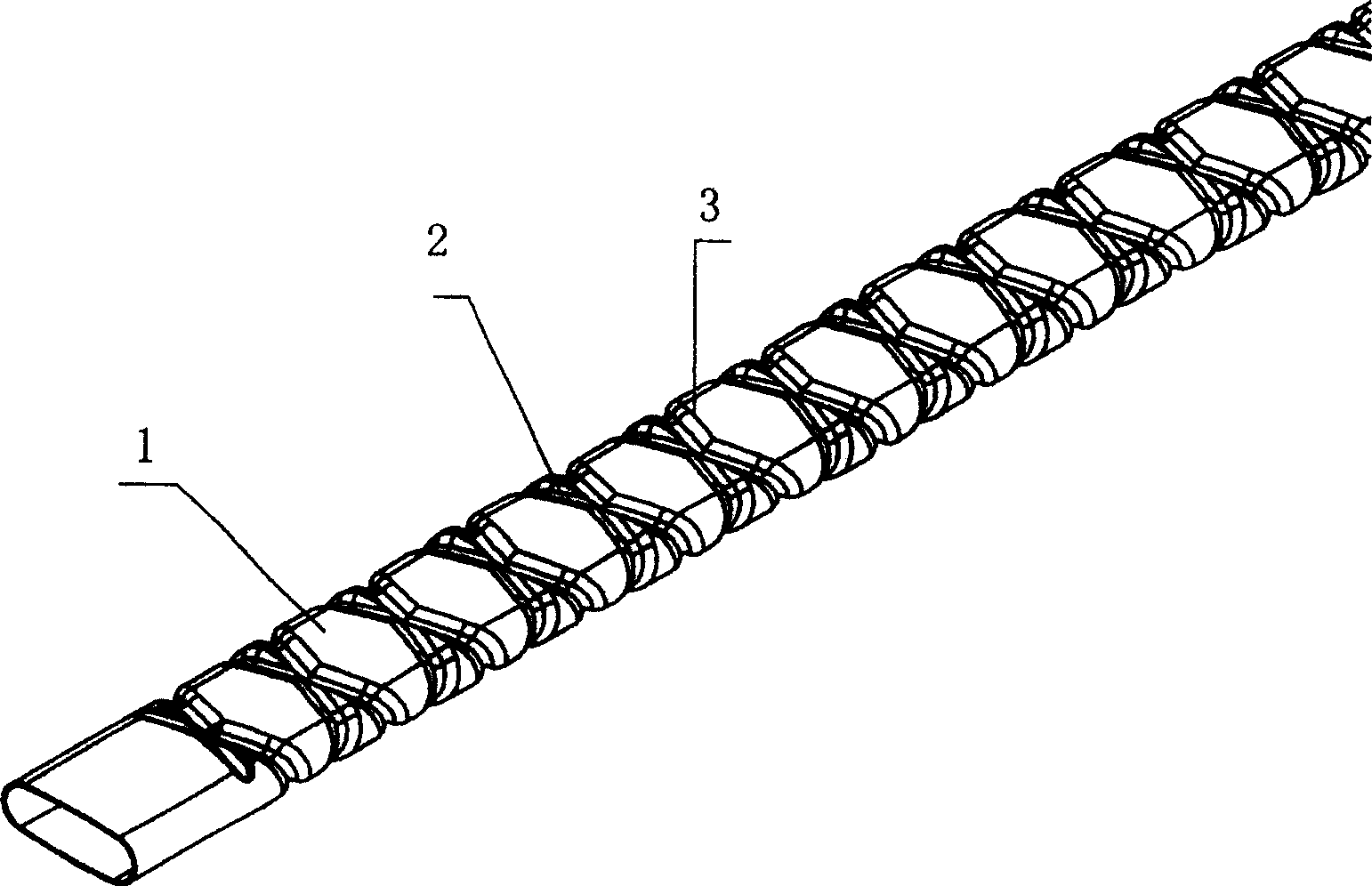 Crossing spiral recess heat-exchanging pipe