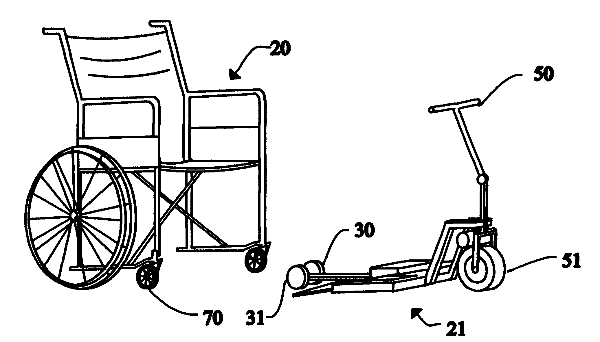 Attachment means for attaching a wheelchair to a motorized apparatus