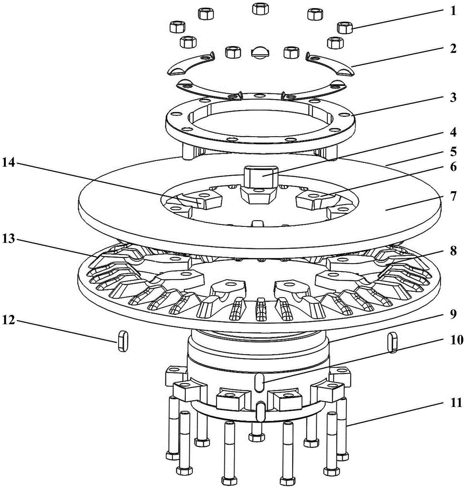 Connecting structure of shaft-mounted brake disc and disc hub of railway vehicle