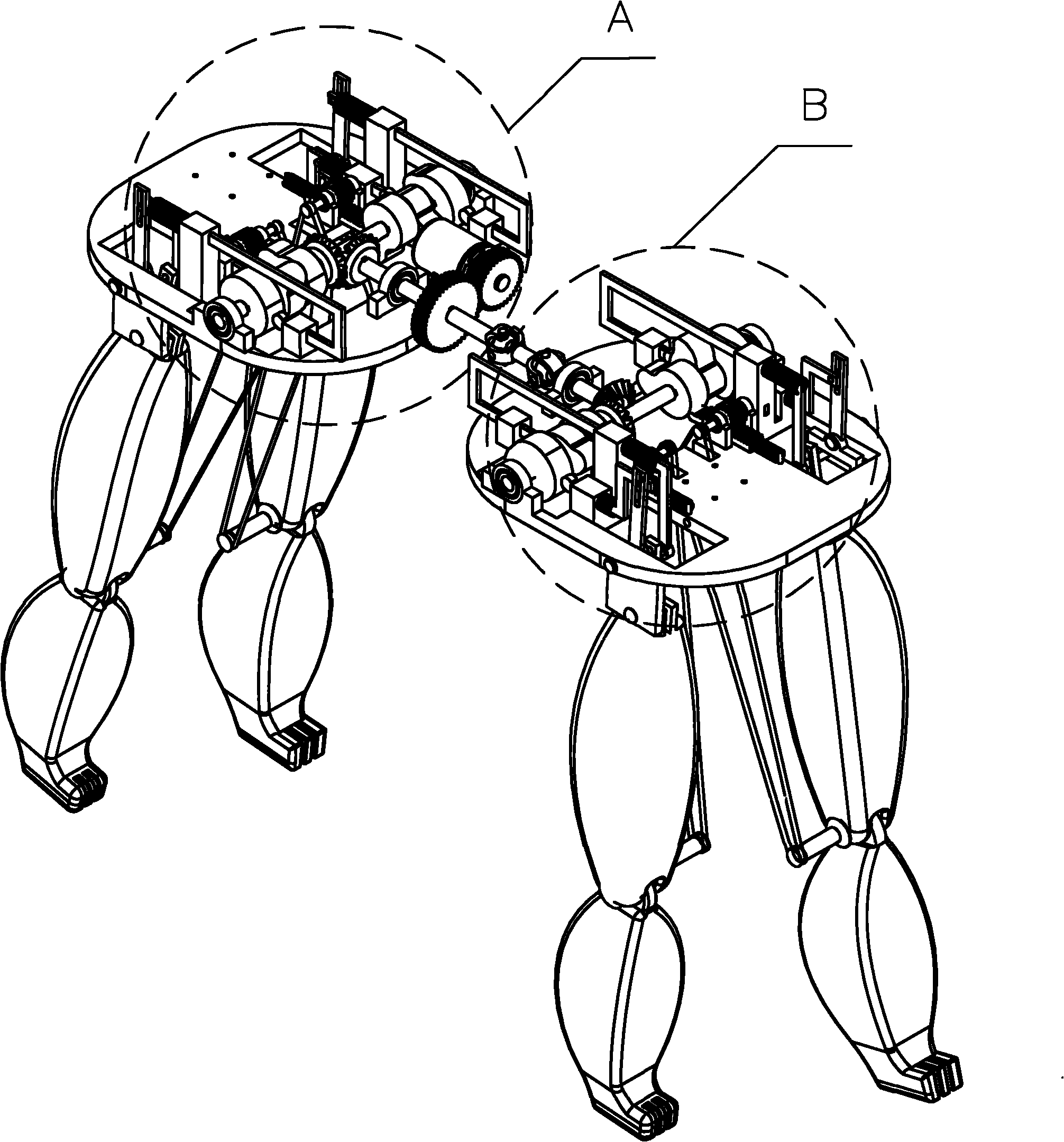 Walking mechanism of cam driving control type quadruped robot
