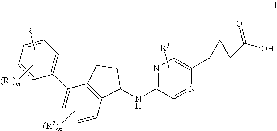 Indanylaminopyrazinylcyclopropanecarboxylic acids, pharmaceutical compositions and uses thereof