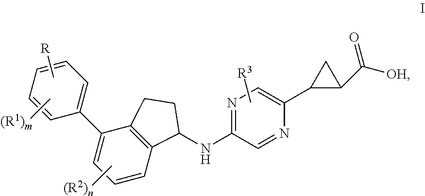 Indanylaminopyrazinylcyclopropanecarboxylic acids, pharmaceutical compositions and uses thereof