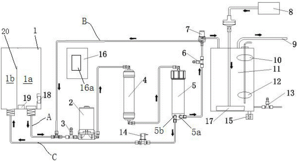 Device capable of reducing TDS value of pure water of free-installation clear water dispenser