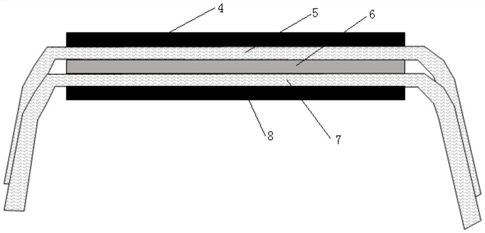 Self-water-absorption and self-power-generation type water treatment device and method based on sandwich structure electrode