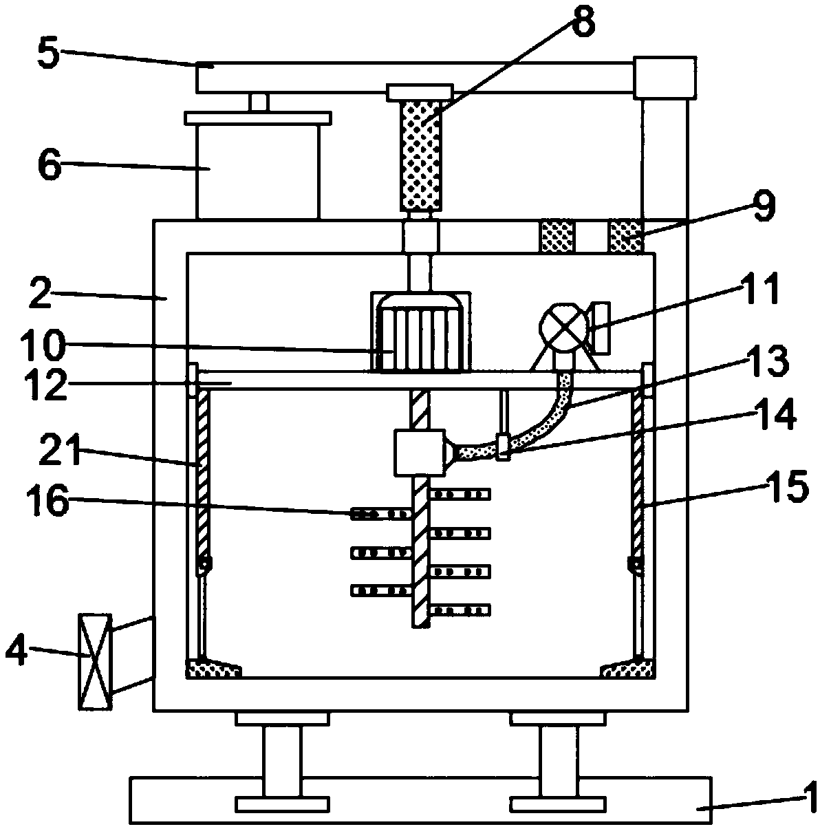 Chemical raw material mixing tank with lifting and stirring device