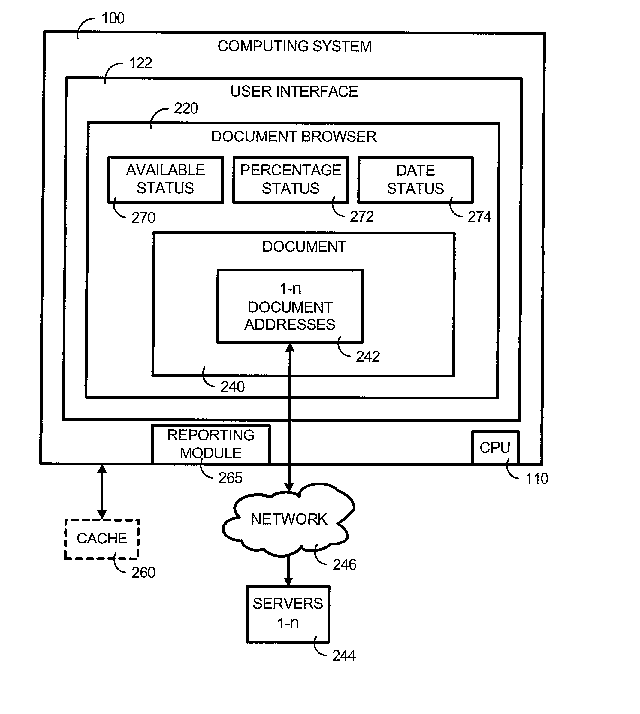 System and method for indicating whether a document is cached