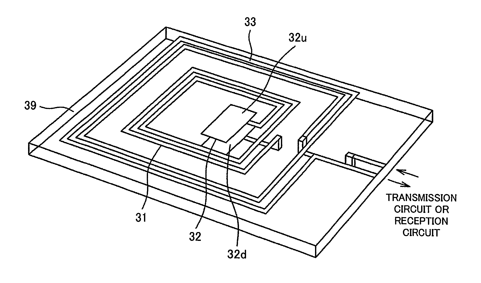 Non-contact power transmission device and near-field antenna for same