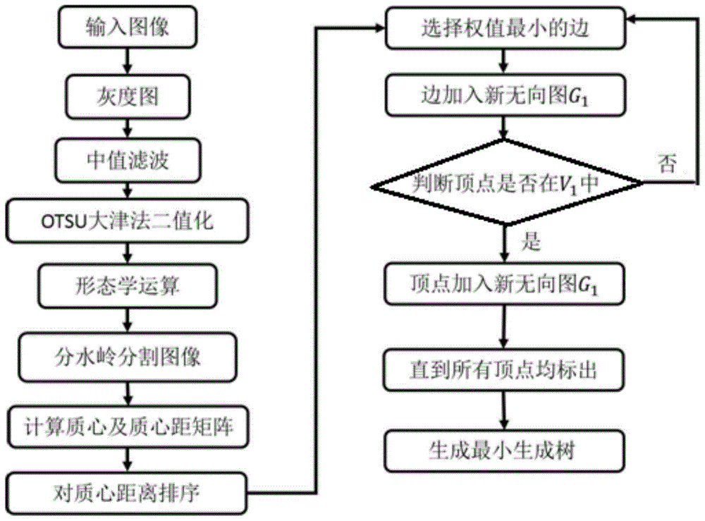 Evaluation method of distribution uniformity based on watershed algorithm and minimum spanning tree