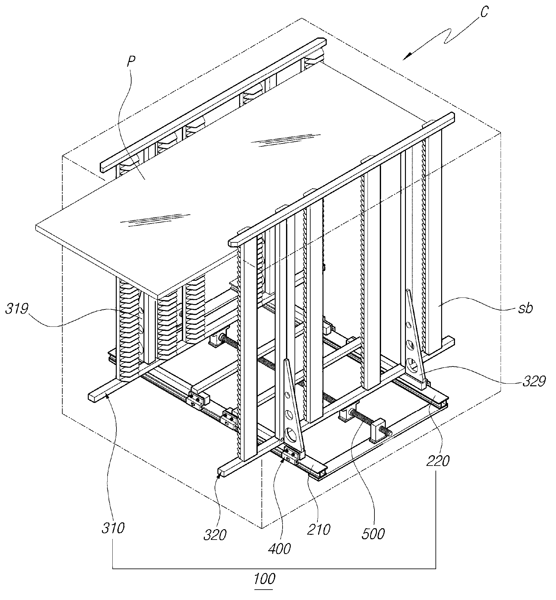 Glass substrate loading cassette for adjusting interval between slot bars