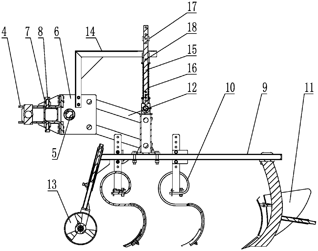 Cultivator-hiller capable of automatically and steplessly adjusting line spacing